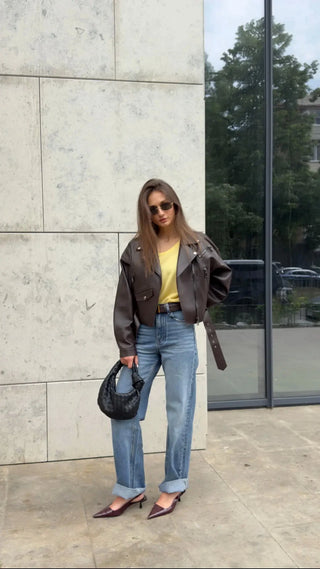 Dark brown leather jacket