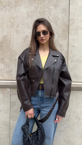 Dark brown leather jacket