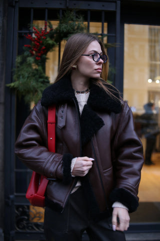 Chocolate shearling coat