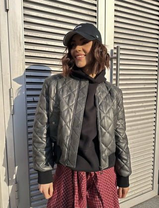 Quilted grey bomber jacket